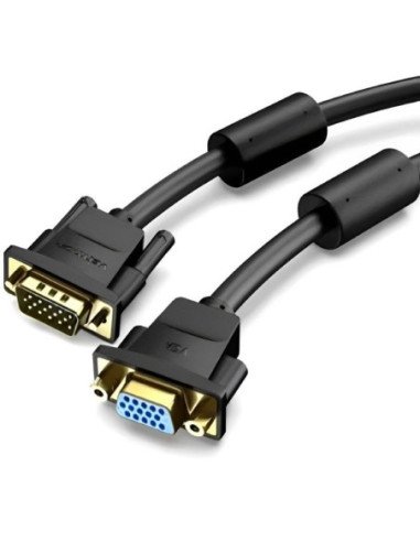 Cable alargador svga vention dagbh/ vga macho - vga hembra/ 2m/ negro