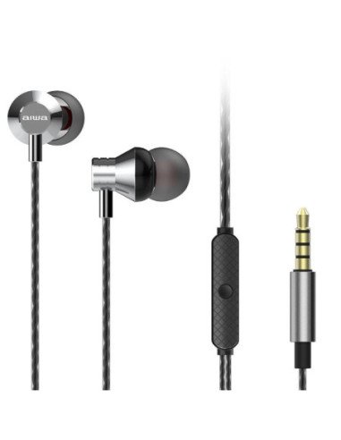 Auriculares intrauditivos aiwa estm-50sl/ con micrófono/ jack 3.5/ plateados