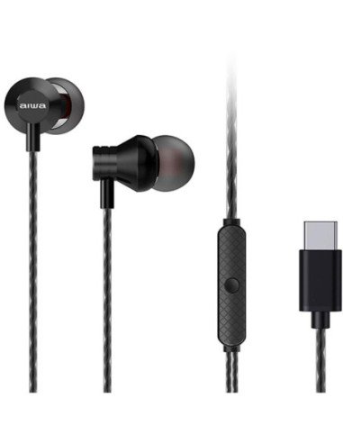 Auriculares intrauditivos aiwa estm-50usb-c/bk/ con micrófono/ usb tipo-c/ negros