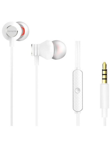 Auriculares intrauditivos aiwa estm-50wt/ con micrófono/ jack 3.5/ blancos