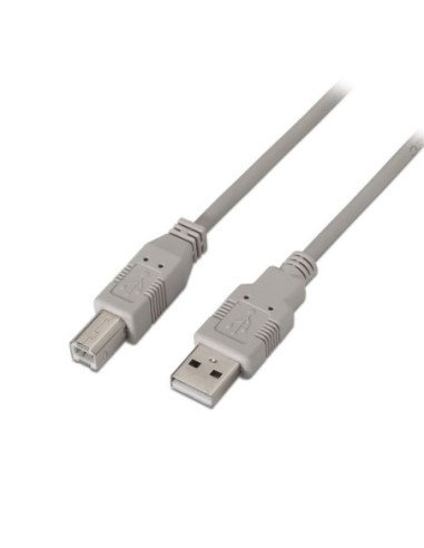 Cable usb 2.0 impresora aisens a101-0004/ usb tipo-b macho - usb macho/ hasta 2.5w/ 60mbps/ 4.5m/ beige