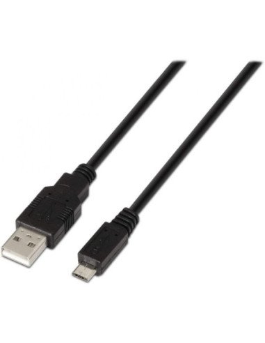 Cable usb 2.0 aisens a101-0027/ usb macho - microusb macho/ hasta 2.5w/ 60mbps/ 80cm/ negro