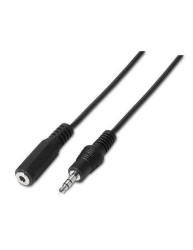 Adaptador estéreo aisens a128-0145/ jack 3.5 macho - jack 3.5 hembra/ hasta 0.1w/ 1.5m/ negro