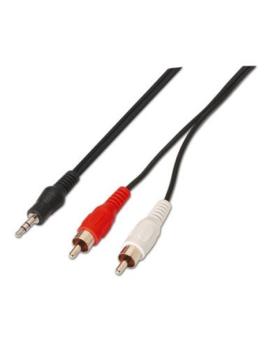 Cable estéreo aisens a128-0147/ jack 3.5 macho - 2x rca macho/ hasta 0.1w/ 1.5m/ negro