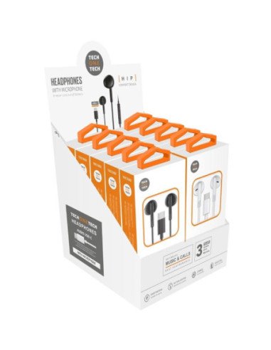 Expositor de auriculares tech one tech eartech tec1303/ con micrófono/ usb tipo-c/ incluye 5 auriculares blancos y 5