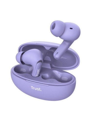 Auriculares bluetooth trust yavi enc con estuche de carga/ morados