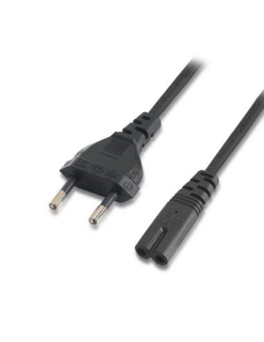 Cable alimentación forma 8 aisens a132-0173/ cee7/16 macho - c7 hembra/ hasta 1500w/ 1.5m/ negro