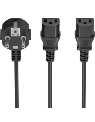 Cable alimentación cpu aisens a132-0864/ cee7 macho - 2x c13 hembra/ 1.8m/ negro