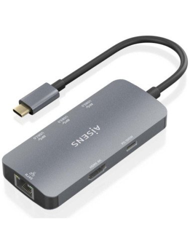 Docking usb tipo-c aisens asuc-6p019-gr/ 1xhdmi/ 3xusb/ 1xrj45/ 1xusb tipo-c pd/ gris