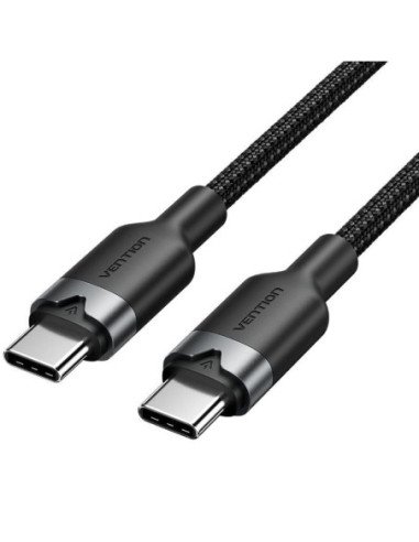 Cable usb 2.0 tipo-c 3a vention trdbh/ usb tipo-c macho - usb tipo-c macho/ hasta 60w/ 480mbps/ 2m/ negro