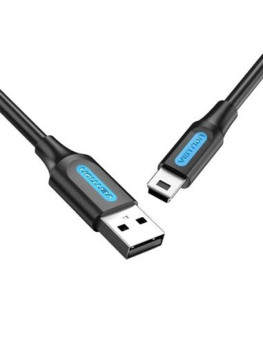 Cable usb 2.0 vention combd/ usb macho - miniusb macho/ hasta 10w/ 480mbps/ 50cm/ negro