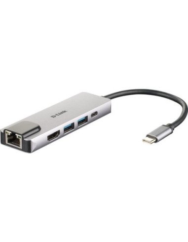 Docking usb tipo-c d-link dub-m520/ 2xusb/ 1xusb tipo-c/ 1xhdmi/ 1xrj45/ 1xthunderbolt/ gris