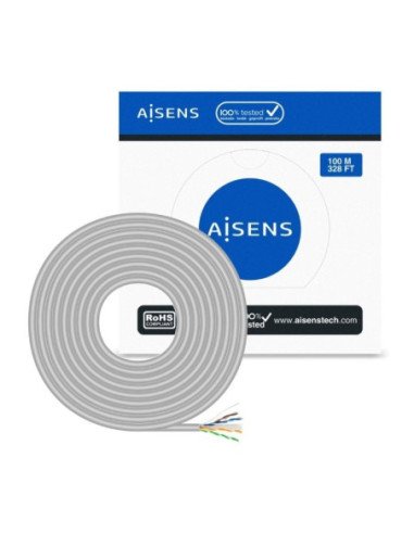 Bobina de cable rj45 utp awg23 cca (aleación) aisens a135-0660 cat.6/ 100m/ gris