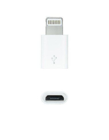 Adaptador micro usb 2.0 lightning nanocable 10.10.4100/ micro usb hembra - lightning macho/ blanco