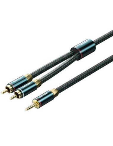 Cable audio vention bcsgf/ 2x rca macho - jack 3.5 macho/ 1m/ verde y negro