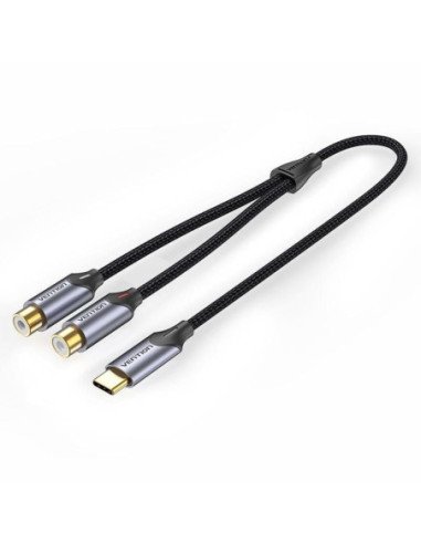 Cable conversor vention bgvhg/ 2x rca hembra - usb tipo-c macho/ 1.5m/ gris