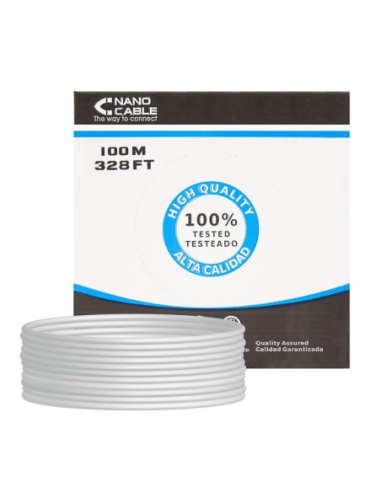 Bobina de cable rj45 utp nanocable 10.20.0302 cat.5e/ 100m/ gris