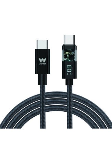 Cable usb 2.0 tipo-c woxter pe26-185/ usb tipo-c macho - usb tipo-c macho/ hasta 60w/ 480mbps/ 2m/ negro