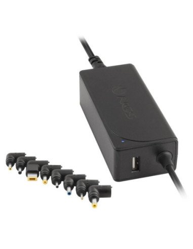 Cargador de portátil ngs w-45w/ 45w/ automático/ 8 conectores/ voltaje 19-20v/ 1 usb