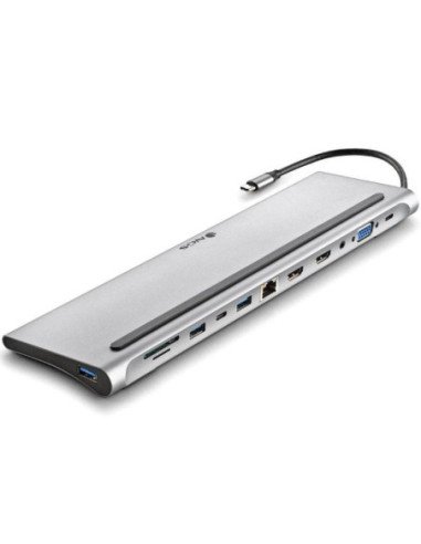 Docking usb tipo-c ngs wonderdock12/ 3xusb/ 2xhdmi/ 1xvga/ 1xrj45/ 1xlector de tarjetas/ 1xjack 3.5/ 1xusb tipo-c pd/ gris