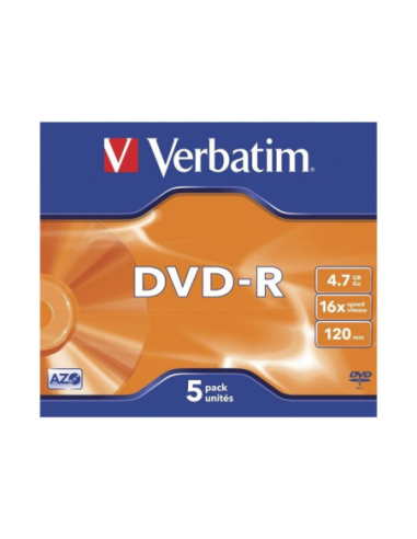 Dvd-r verbatim advanced azo 16x/ caja-5uds