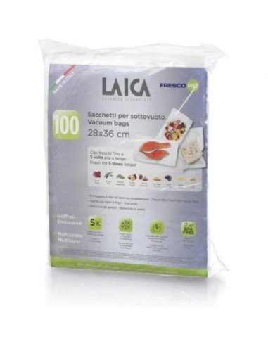 Bolsa para envasar al vacío laica vt3512/ 28 x 36cm/ 100 bolsas