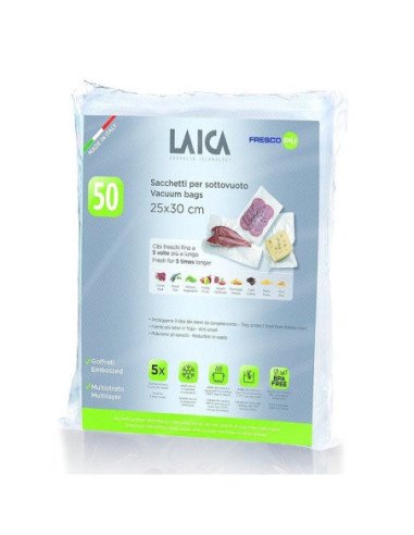 Bolsa para envasar al vacío laica vt3510/ 25 x 30cm/ 50 bolsas