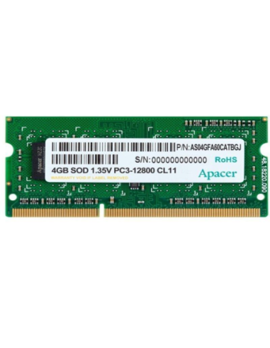 Memoria ram apacer 4gb/ ddr3l/ 1600mhz/ 1.35v/ sodimm