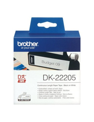 Rollo de papel continuo original brother dk-22205