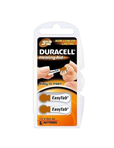 Pack 6 pilas para audífono duracell da312/ 1.6v