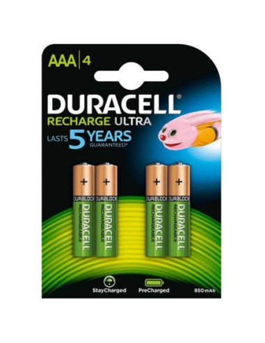 Pack de 4 pilas aaa duracell hr03-a/ 1.2v/ recargables