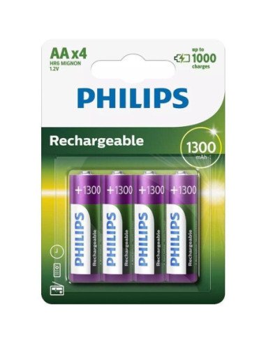 Pack de 4 pilas aa philips r6b4a130/10/ 1.2v/ recargables