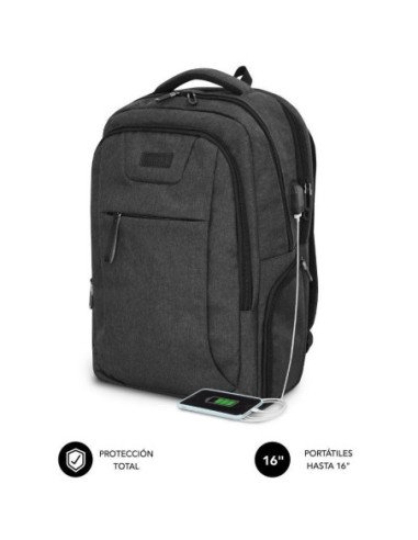 Mochila subblim professional air padding backpack para portátiles hasta 16'/ puerto usb/ negra