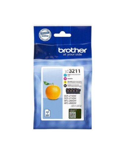 Cartucho de tinta original brother lc-3211val multipack/ cian/ magenta/ amarillo/ negro