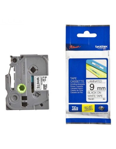 Cinta laminada original brother tze-221/ blanca