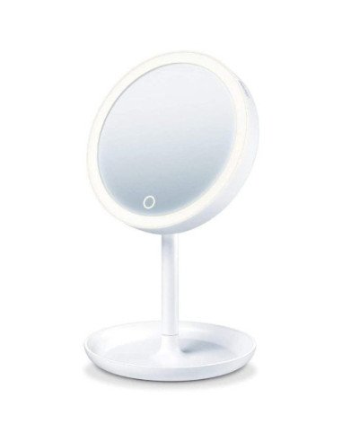 Espejo cosmético de maquillaje con luz beurer bs 45/ telescópico/ ø17.5cm
