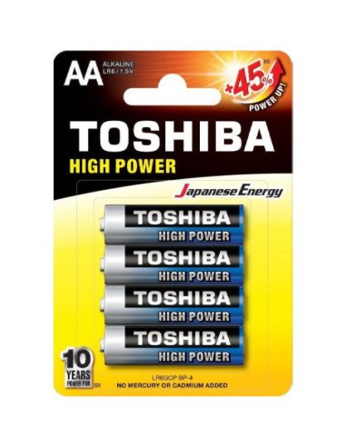 Pack de 4 pilas aa toshiba high power lr6/ 1.5v/ alcalinas