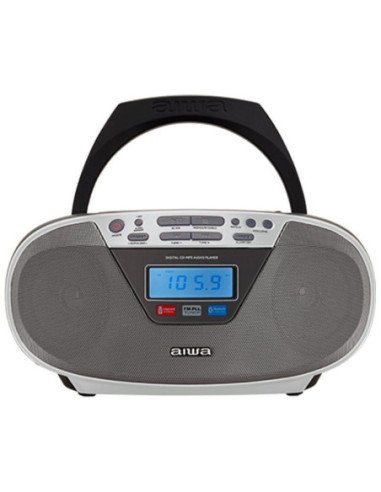 Radio cd aiwa boombox bbtu-400sl/ 6w/ con cable/ a pilas/ plateada