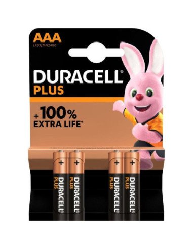 Pack de 4 pilas aaa duracell plus mn2400/ 1.5v/ alcalinas