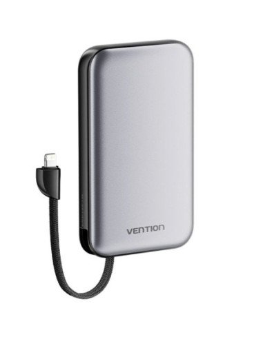 Powerbank 10000mah vention i12ia/ 20w/ negra/ incluye cable usb tipo-c y lightning