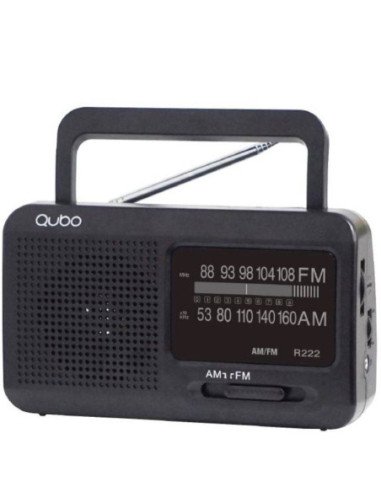 Radio portátil qubo r-222/ con cable/ a pilas/ negra
