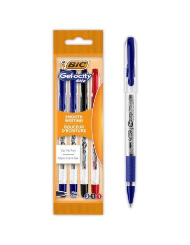 Bolígrafos de tinta de gel retráctil bic gelocity stic 992599/ 4 unidades/ surtidos