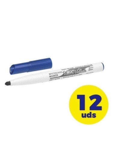 Caja de rotuladores de punta redonda para pizarra bic velleda 9581701/ 2mm/ 12 unidades/ azules