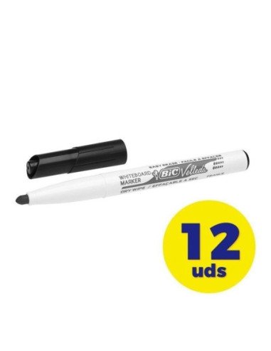 Caja de rotuladores para pizarra bic velleda 9581711/ 2mm/ 12 unidades/ negros