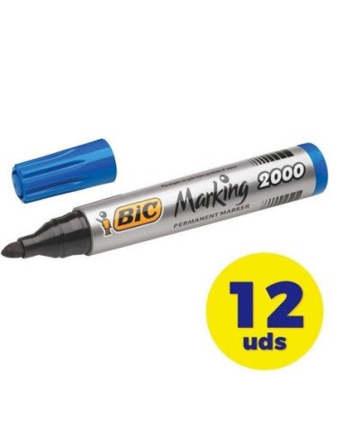Caja de rotuladores de punta fibra acrílica permanente bic marking 2000/ 4.9mm/ 12 unidades/ azules