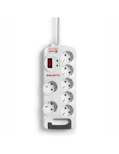 Regleta con interruptor salicru safe 7/ 7 tomas de corriente/ cable 1.8m/ blanca