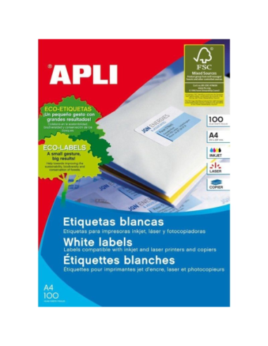Etiquetas adhesivas apli 01263/ 64.6 x 33.8mm/ 100 hojas