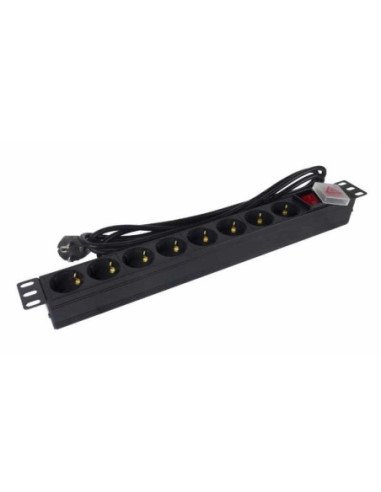 Regleta con interruptor phasak bns 1520/ 8 tomas de corriente/ cable 3m/ negro