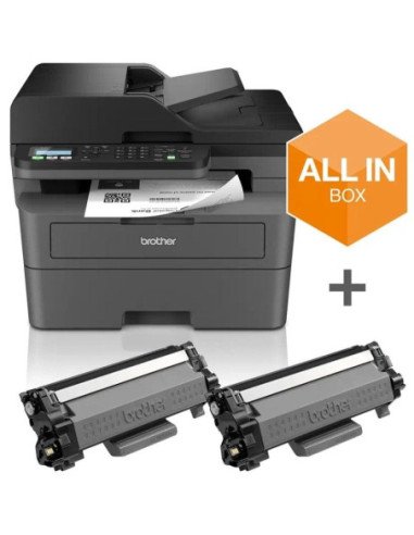 Multifunción láser monocromo brother mfc-l2827dwxl wifi/ fax/ dúplex/ pack impresora + consumibles xl/ negra