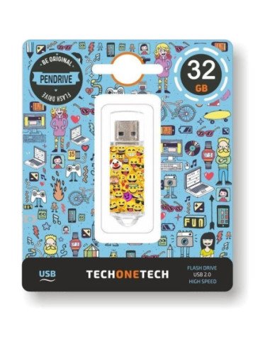 Pendrive 32gb tech one tech emojis usb 2.0